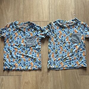 Kids Cartoon Print Blue T-Shirt
